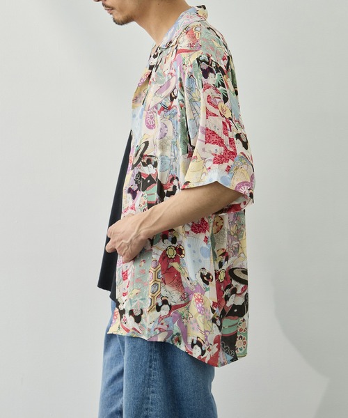 アロハシャツ シャツ 「NIPOALOHA/二ポアロハ」SILK CUPRO SHORT SLEEVE ALOHA SHIRT「MAIKO」 メンズの画像
