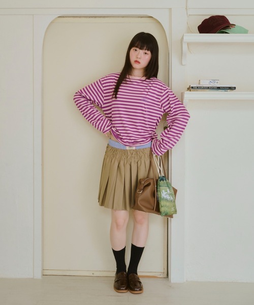 「common gull products.」 プリーツスカート LARGE ダークブラウン レディース_画像2