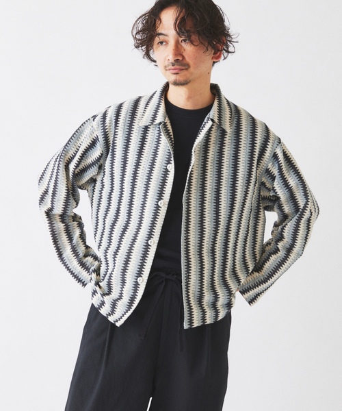 「JOURNAL STANDARD relume」 長袖シャツ MEDIUM ボルドー メンズ_画像7
