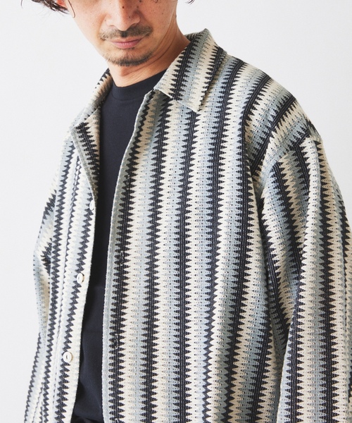 「JOURNAL STANDARD relume」 長袖シャツ MEDIUM ボルドー メンズ_画像8