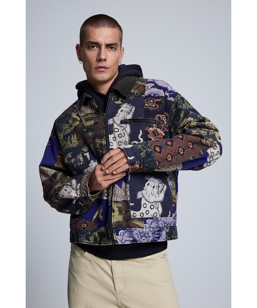 鰻*り様 Desigual 和柄 ジャケット デシグアル ブルゾン パッチワーク Desigual（デシグアル） ブルゾン アウター マルチテキスタイル パッチ