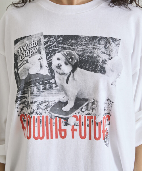 Freada（フリーダ） tシャツ ドッグ フォト プリント ロンT レディース