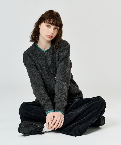 WETTEMPT カーディガン CREW NECK BRUSHED LAYERED CARDIGAN / クルー