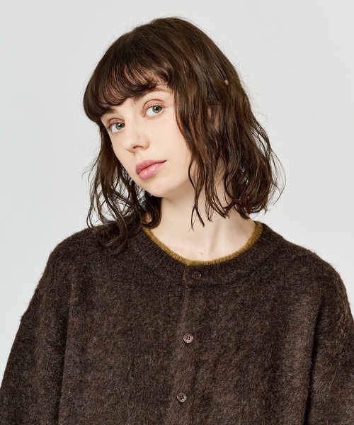 WETTEMPT カーディガン CREW NECK BRUSHED LAYERED CARDIGAN / クルー