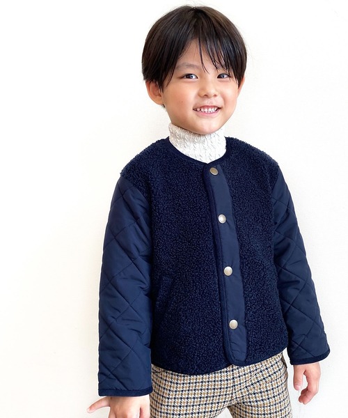豊富な安い ジャケット PayPayモール店 - 通販 - PayPayモール ノーカラージャケット シープボアとタフタ中綿キルトのドッキングノーカラージャケット(100-130cm) ZOZOTOWN HOT限定セール