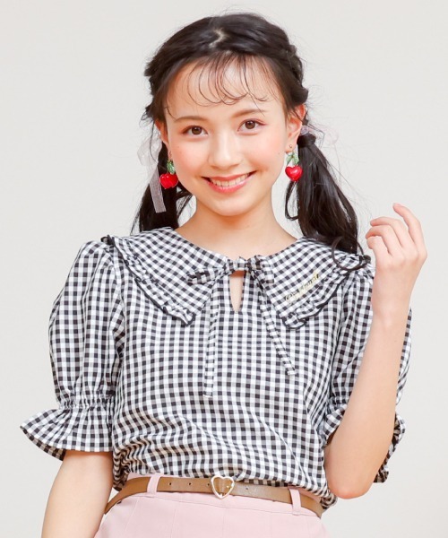 エラン　110 女の子 韓国子供服 Bee｜フリルトップス ブラウス キャンディスリーブ