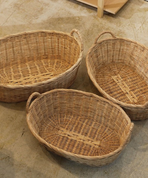 アンティーク　バスケット　楕円　オーバル　籐　　ラタン アンティークバスケット楕円オーバル籐ラタン