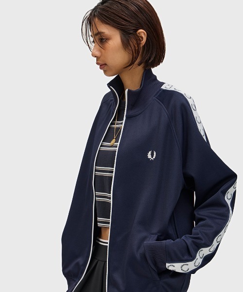FRED PERRY✨️ トラックジャケット レディース S FRED PERRY ジャージ Taped Track Jacket／フレッドペリー