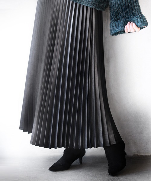 OTONA ロング スカート レザー風プリーツスカート : ZOZOTOWN Yahoo!店