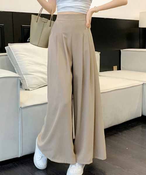 ワイドパンツ スラックス ハイウエスト 無地 フレアパンツ パンツ ハイウエストフレアワイドパンツ レディース : ZOZOTOWN