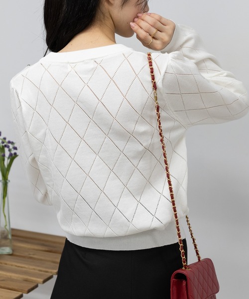 pumpkin port（パンプキンポート） ニット ラインストーン付 バイアス