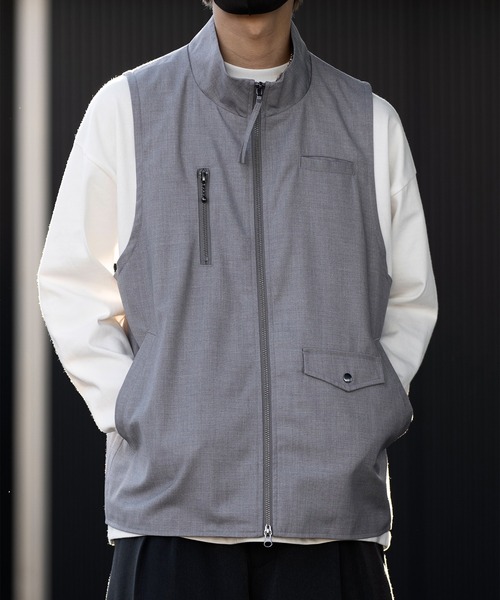 CLORE+　ベスト　グレー　クロレ CLEL（クレイル） ベスト ジレ 「CLEL」Loose High Neck Design Vest