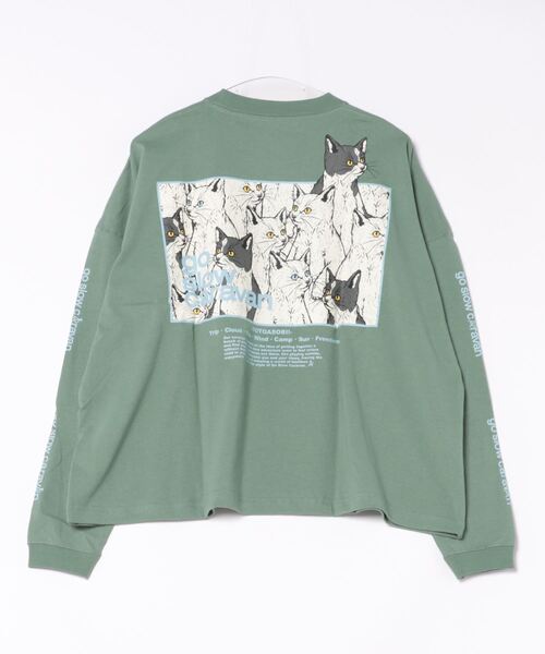go slow caravan | USA/C スクエアLOGOバックプリントミドルTEE (WOMENS) USA/CスクエアLOGOバックプリントミドルTEE (WOMENS