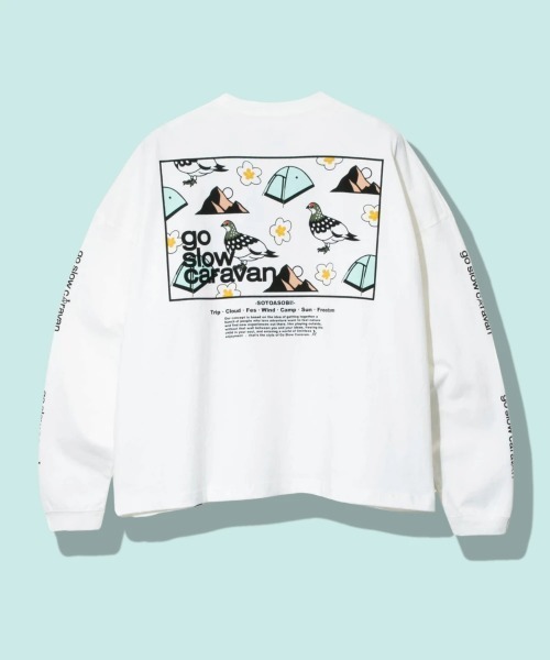 go slow caravan | USA/C スクエアLOGOバックプリントミドルTEE (WOMENS) USA/CスクエアLOGOバックプリントミドルTEE (WOMENS