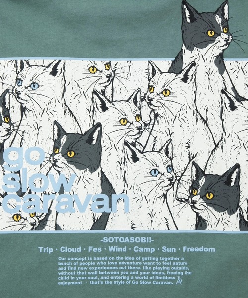 go slow caravan | USA/C スクエアLOGOバックプリントミドルTEE (WOMENS) USA/CスクエアLOGOバックプリントミドルTEE (WOMENS