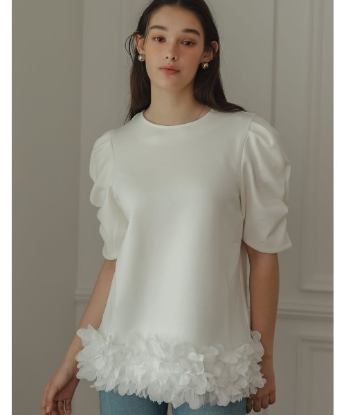tシャツ 「2024SS COLLECTION」「MEISM by Re:EDIT」フラワーモチーフパワショルチュニックトップス レディース