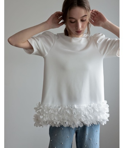 tシャツ 「2024SS COLLECTION」「MEISM by Re:EDIT」フラワーモチーフパワショルチュニックトップス レディース Re:EDIT tシャツ 「2024SS COLLECTION」「MEISM by Re:EDIT