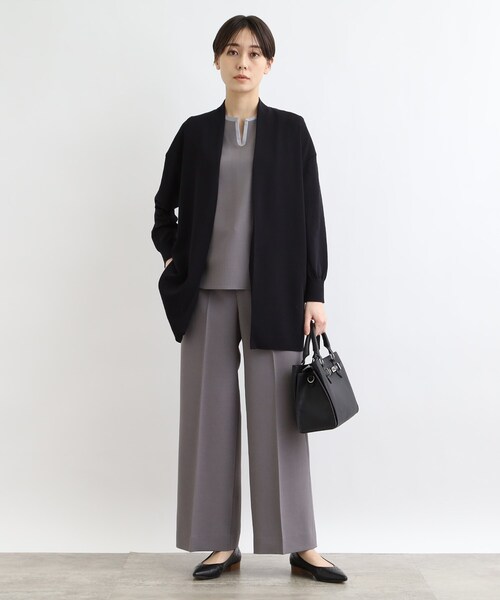 新品未使用 INDIVI 洗える シンプル着流しロングニットカーディガン INDIVI カーディガン 「洗える」シンプル着流しロングニット