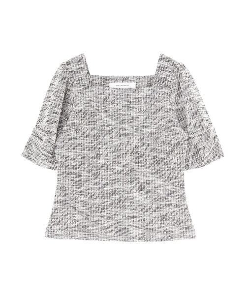 tシャツ ツイードカットトップス レディース
