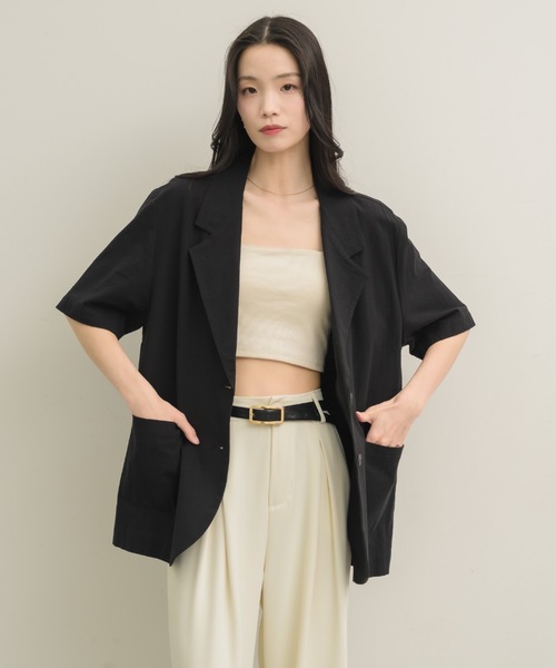 NEUNA ジャケット テーラードジャケット リネンライクハーフ