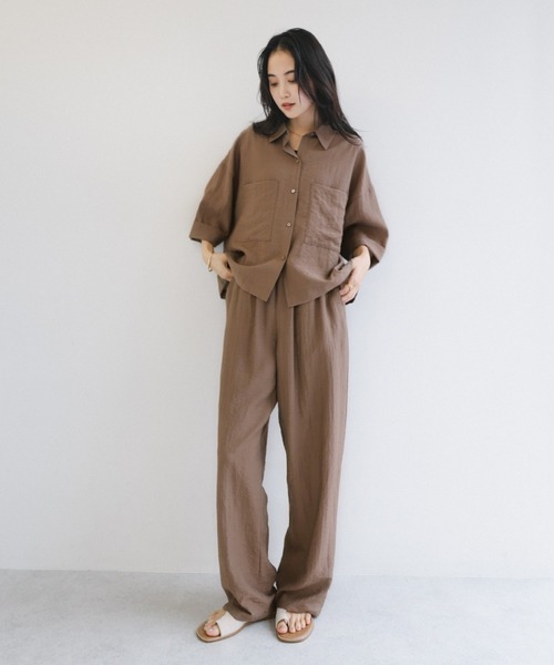 andme（アンドミー） パンツ 「新色追加」リネンブレンドイージー