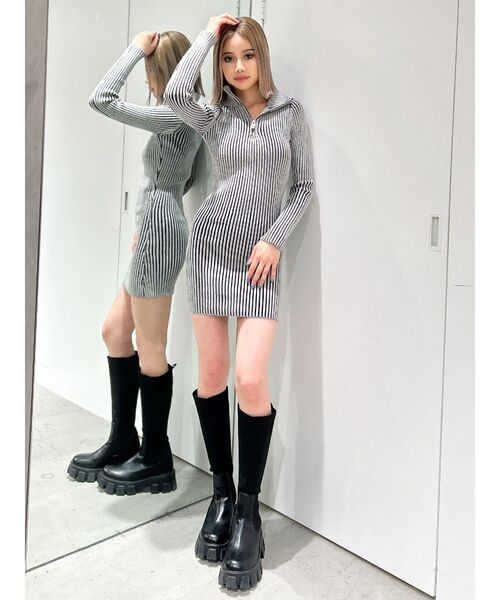 GYDA ワンピース ハーフZIPリブニットワンピース : ZOZOTOWN