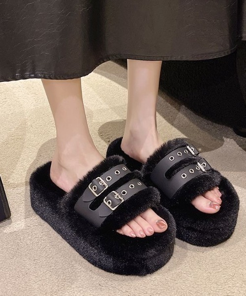 AsRiRe サンダル 24aw 厚底ファーサンダル レディース : ZOZOTOWN