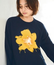 専門店では Camphor cotton motif flower out inside ニット セーター wood トップス