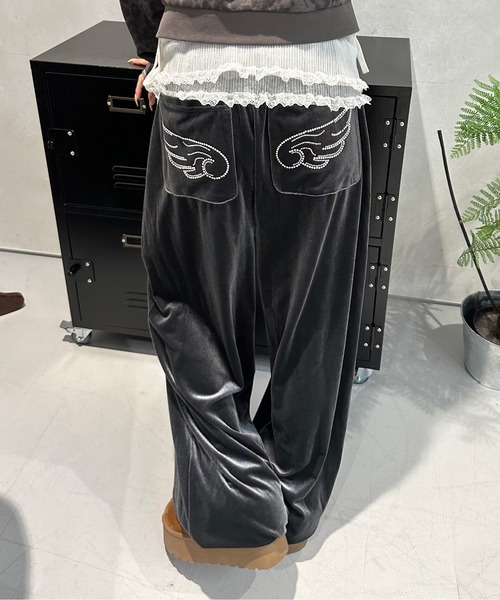 sedacle girl（セダクルガール） パンツ ヒップラインストーンベロア