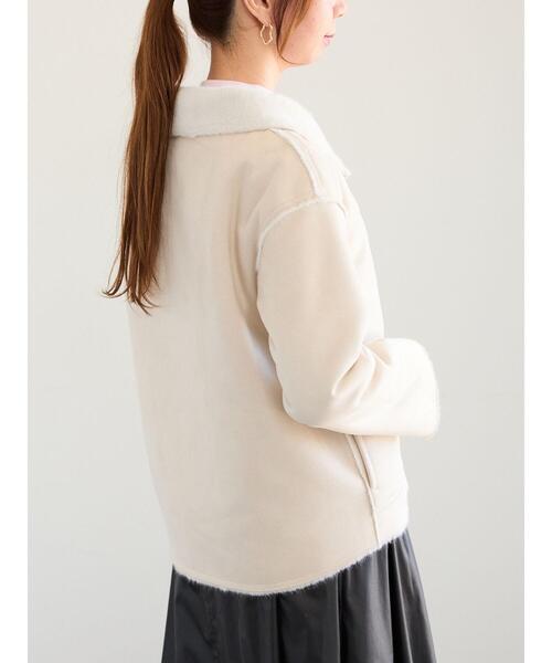 コート アウター リバーシブルムートンスタンド衿ブルゾン レディース