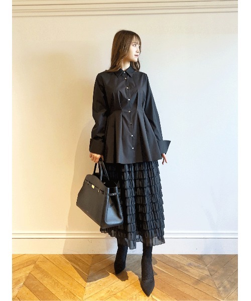 【LOULOU WILLOUGHBY】ポリエステルプリーツティアードスカート LOULOU WILLOUGHBY スカート 「LOULOU WILLOUGHBY」プリーツ