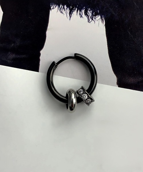 SBG by 7JEWELRY ピアス ダブルリングフープピアス 片耳 メンズ
