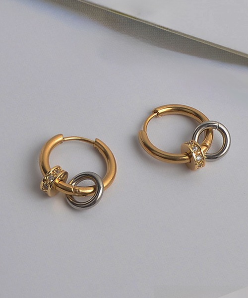 SBG by 7JEWELRY ピアス ダブルリングフープピアス 片耳 メンズ