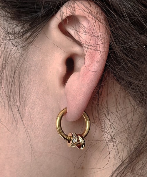 SBG by 7JEWELRY ピアス ダブルリングフープピアス 片耳 メンズ
