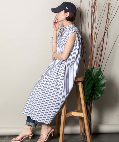 【新品】ストライプ柄 N With ケープシャツワンピース ケープシャツワンピース – N WITH.