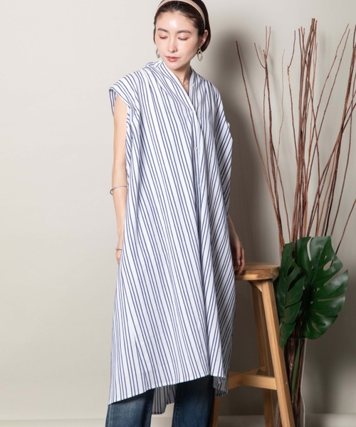 【新品】ストライプ柄 N With ケープシャツワンピース ケープシャツワンピース – N WITH.
