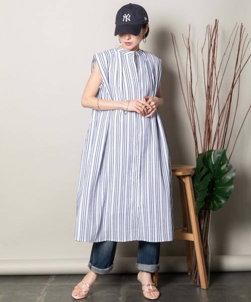 【美品】plan C★プランシー　ストライプシャツワンピース 美品】plan C☆プランシー ストライプシャツワンピース - メルカリ