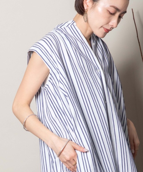 【新品】ストライプ柄 N With ケープシャツワンピース シャツワンピース ストライプ Nシャツワンピース : ZOZOTOWN