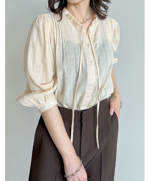 新品✨★ストライプブラウス★ Re:EDIT ブラウス シャツ 「2025 SUMMER COLLECTION」コットン