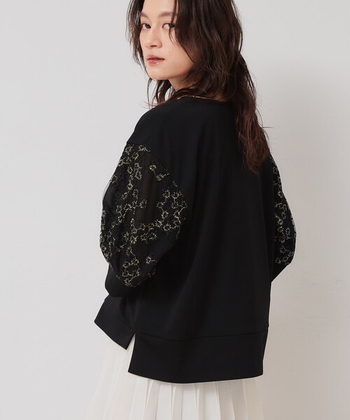 tシャツ 「チュール刺繍／1枚でキマる」華やかプルオーバー レディース