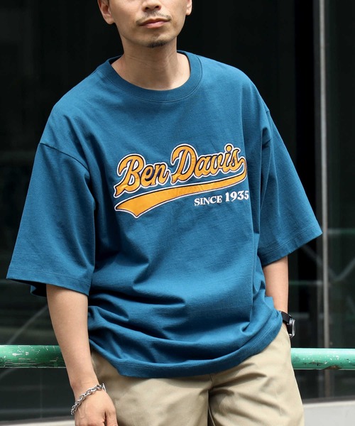 「BEN DAVIS」 半袖Tシャツ L ブルー メンズ