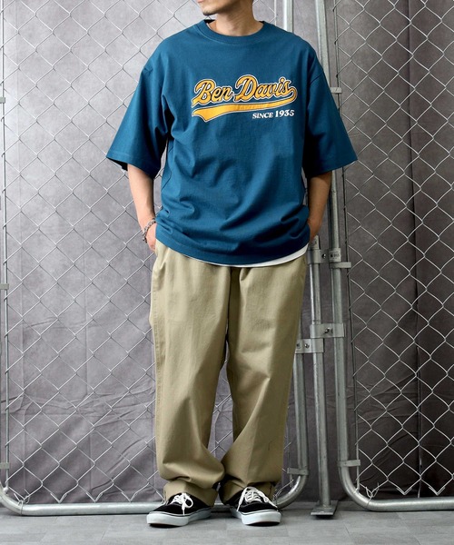 「BEN DAVIS」 半袖Tシャツ L ブルー メンズ