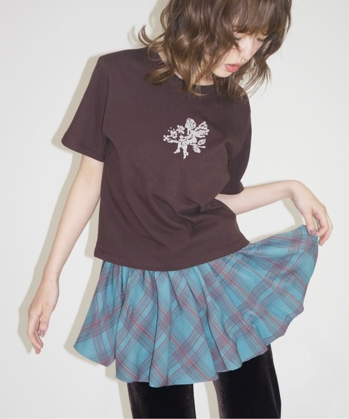 tシャツ 「 select 」cross-stitch angel T-shirt / クロスステッチ刺繍Tシャツ レディース