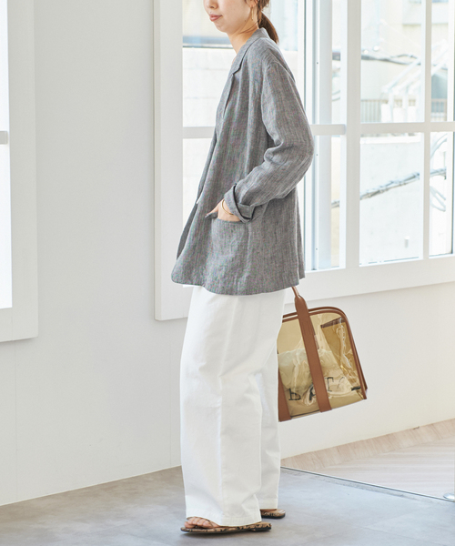 24SS✨スピックアンドスパン リネンエアリージャケット ベージュ 38 Spick＆Span ジャケット テーラードジャケット 「WEB限定追加2