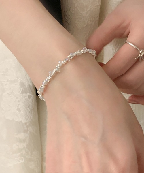 Blanc de Blue ブレスレット クリア＆シルバービーズブレスレット