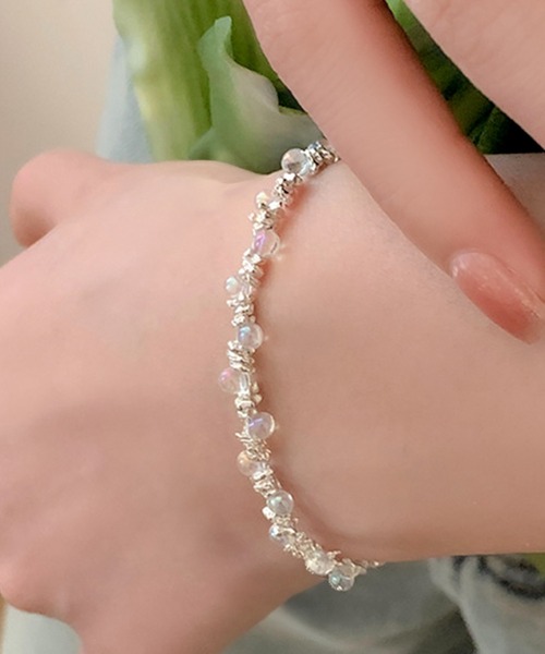 Blanc de Blue ブレスレット クリア＆シルバービーズブレスレット