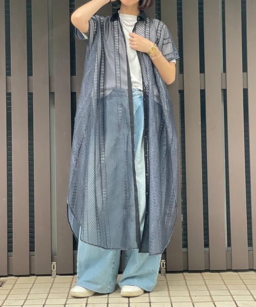 canaco_（カナコ） ワンピース canaco_デニムレースシャツドレス 