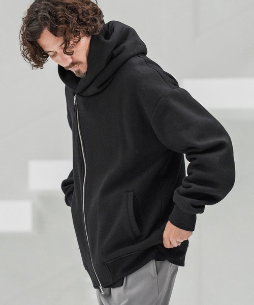 マウンテンパーカー CAMBIO パーカー mpa3854-Brushed Lining Sweat Diagonal Zipper