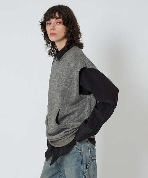 トレーナー スウェット 「ASTRAET」ラメ ウラケ ノースリーブスウェット UNISEX レディース メンズ ASTRAET＞ラメ ウラケ ノースリーブスウェット UNISEX