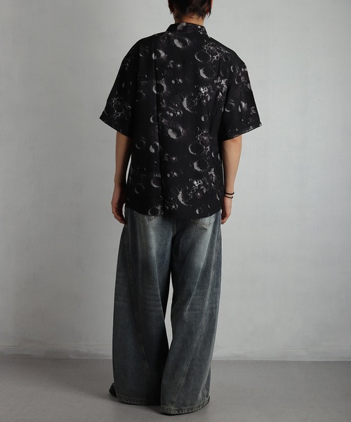 WESTSEA（ウエストシー） シャツ モノトーン 総柄プリントシャツ